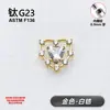 Aretes de titanio F136 con forma de corazón hueco totalmente engastados con diamantes y circonitas, con rosca interna, piercing labial en forma de corazón, accesorio de piercing de aleación de titanio G23