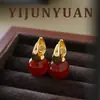 Nuevos Pendientes de Ágata Roja Retro, Simples y de Moda, Versátiles, con un Toque de Lujo Ligero y de Alta Gama, Pendientes de Nicho para Mujer