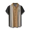 Camisa Masculina Europeia e Americana Transfronteiriça Nova de Verão com Estampa Digital 3D Havaiana Casual de Manga Curta com Lapela Roupa Masculina