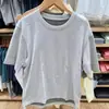 2026 Verano Nuevo Cuello Redondo Unisex Camiseta Holgada con Bloques de Color/Top de Manga Corta Sencillo Casual 485454