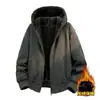 Chaqueta de Algodón con Capucha y Forro Polar de Estilo Casual, Engrosada para el Calor, Abrigo de Algodón para el Trabajo, Corte Holgado, Ropa de Trabajo de Marca de Moda, Chaqueta Engrosada para Hombre