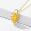 Vietnam Arena Oro MengMeng Pequeño Tigre Colgante Latón Chapado en Oro Dibujo Animado Zodiaco Tigre Collar Regalo de Cumpleaños