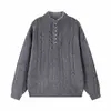 Suéter Cableado Vintage Yidao 2026 Otoño Nuevo Estilo Japonés Retro Old Money Falso Dos Piezas Cuello Henley para Hombre
