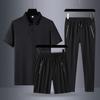 Traje de verano para papá, camiseta de manga corta de seda helada, traje deportivo para personas de mediana edad y mayores, ropa de secado rápido para el Día del Padre de verano para hombres.