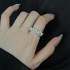 Anillo abierto de lujo con diseño de nicho de circonitas de alta gama con espejo de cielo y perlas apiladas para mujer.