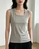 Chaleco de Algodón Puro para Mujer de Verano para Usar Debajo de Trajes, Camiseta sin Mangas Deportiva para Yoga, Cubre Pechos Laterales, Capa Base de Espalda Cruzada con Escote Cuadrado