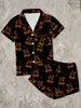 Novo Pijama Feminino de Manga Curta Dupla com Estampa de Abóbora Cereja Cartoon Halloween Transfronteiriço Amazon TK