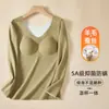Conjunto de Ropa Interior Térmica de Lana y Seda Otoño e Invierno para Mujer con Almohadillas en el Pecho, Sin Costuras, Generador de Calor, Forro Polar, Parte Superior y Inferior Térmica Engrosada