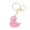 Chaveiro Popular de Pato com Strass Anel Animal Metal Decoração de Natal Mochila Porta-Chaves Caixa