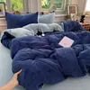 Juego Cálido de Leche de Terciopelo Doble Cara Engrosado de Cuatro Piezas Funda de Edredón de Terciopelo Coral de Invierno Pieza Individual Sábana de Cama de Terciopelo Coral Juego de Tres Piezas 4