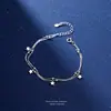 Pulseira Dupla Camada Pequena Estrela em Prata Esterlina S925 para Mulheres Estilo Coreano Luxo Acessível Nicho Versátil Pulseira de Contas Estrela Pulseira Dropshipping