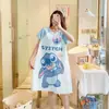 Pijama Feminino Verão Manga Curta Fino Desenho Animado Pequeno Fresco Fofo Estilo Ins Solto Camisola Doce Estudante Roupas de Casa