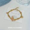 Pulsera Retro de Esmalte Rosa y Morado con Colgante de Mariposa y Estrella de Estilo Chino Nuevo, Diseño Nicho de Lujo Ligero, Pulsera Trenzada de Moda