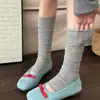 Calcetines sin pie estilo ballet para mujer, calcetines blancos finos de verano estilo Miu holgados, calcetines de malla transpirable con borde enrollado hasta la pantorrilla