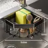 Cesta de Drenaje para Fregadero de Cocina Acero Inoxidable Puede Sostener Esponja Bola de Lana de Acero Viene con Soporte para Trapo Estable Impermeable No Requiere Taladro