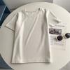 Camiseta de Manga Corta Suave y Sencilla con Botones Pequeños Cepillados para Primavera y Otoño, Algodón Puro, Hombro Derecho, Aspecto Adelgazante y Top Elegante para Usar Solo o Debajo de Otra Ropa