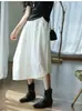 Estilo de Designer! Saia Algodão Ultra-Elástico Anti-Rugas com Silhueta Tridimensional, Saia Assimétrica Solta de Comprimento Médio para Mulheres no Verão