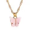Colar Transfronteiriço Novo Borboleta Cor Acrílica Doce Feminino Combina com Tudo Corrente para Clavícula Distintivo Celebridade da Internet Moda Colar de Pessoas Fashion