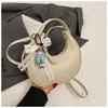Bolso Nuevo de Color Sólido Forma de Media Luna Primavera 2025 Elegante Simple Moderno Estilo Coreano Hombro Único Cruzado de Mano Debajo del Brazo para Mujer