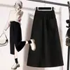 Falda Larga de Lana Melard con Abertura, Falda de Longitud Media para Principios de Primavera, Tallas Grandes para Mujeres Curvilíneas, Falda de Línea A que Favorece la Figura de Pera, Ajustada a la Cadera