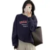 Sudadera Redonda con Estampado de Letras Bf High Street Americano para Mujer Nueva Otoño e Invierno Estilo Coreano Perezoso Forrada de Polar Versátil Holgada