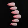 Uñas Portátiles de Flor Fresca de Venta Caliente Transfronteriza Europeas y Americanas Manicura Rosa Manchada Estampado de Leopardo Uñas Postizas Uñas Cortas Almendradas