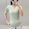 Camiseta Esportiva Lulu Bling Refrescante de Secagem Rápida para Mulheres, Sem Costura Manga Curta para Yoga com Toque Amigo da Pele