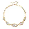 Joyería Transfronteriza Europea y Americana Estilo Vintage, Collar de Piedra Ojo de Tigre para Mujer, Cadena Clavicular Geométrica Ovalada Retro Envejecida
