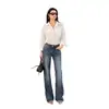 26 Anos de Novos Estilos Primavera e Verão, Cintura Média-Alta, Modelagem Justa, Levemente Solta, Textura de Bambu, Jeans Macio para Mulheres