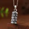 Colgante de plata de ley S990 con diseño de ciervo dorado, estilo tailandés vintage, caja de gawu, con seis palabras y escrituras mantra.