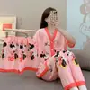 Kimono Nuevo Estilo al por Mayor Labubu Conjunto de Tres Piezas Pijamas Populares para Mujer Verano Comercio Exterior Transfronterizo Sudeste Asiático Ropa de Casa