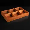 Bandeja de nueve compartimentos de madera maciza, bandeja para servir dividida de madera de ébano, bandeja de madera para snacks estilo japonés, bandeja de almacenamiento de frutas y snacks