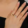Anillo Viento Frío para Mujer Anillo de Diamante Dorado de Comida Anillo para Dedo Índice Dedo Medio Joyería de Moda
