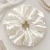 Scrunchie de Cetim Dupla Camada com Renda Babado Estilo Ballet Elástico de Cabelo para Coque da Moda Acessório de Cabelo Elástico de Cabelo Feminino