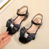 Sandalias para Niñas con Lazo 2026 Verano Estilo Coreano Moda Strass Punta Abierta Zapatos de Princesa para Niños Mayores y Pequeños Modernos