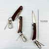 Cuchillo plegable con veta de madera, cuchara para orejas, llavero, gancho, cintura, hebilla tipo cintura, llave, gancho para llave de coche, llave de cinturón