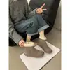 Botas de nieve con forro de polar, zapatos de algodón cálidos, zapatos Birkenstock estilo bosque vintage, botines casuales de felpa para mujer