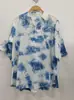 Vestido artístico azul tie-dye hecho a mano de Radix Isatidis de planta pura original, sobrecapas exteriores protectoras solares