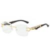 Nuevas Gafas de Sol sin Marco Transfronterizas Moda Europea y Americana Clásico Cuadrado Personalidad Leopardo Gafas de Sol de Moda para Hombres y Mujeres
