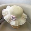 Sombrero de Paja para el Sol de Verano para Niña Sombrero de Paja de Verano de Princesa para Niña Protector Solar de Playa Sombrero de Ala Ancha Tesoro de Mujer Sombrero de Pescador Verano
