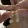 2024 Coreano Nuevo de Moda Hoja Ojo de Gato Piedra Gancho para Oreja Pendientes de Moda Diseño de Nicho Pendientes Elegantes para Mujer