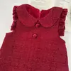Vestido Chaleco Grueso Cálido con Forro de Terciopelo para Niñas con Cuello Grande y Adorno de Volantes, Nuevo Vestido de Princesa sin Mangas de Invierno