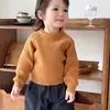 Suéter azul smog para niños otoño e invierno estilo coreano bebé elegante de punto acanalado color liso suéter de punto ropa de invierno ropa versátil para bebé