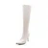 Botas de salto alto bico fino em verniz para mulheres, botas longas para pole dance, botas femininas da moda estilo europeu e americano, tamanhos grandes 08-22
