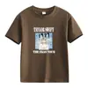Comercio Exterior Americano Verano Pesado Color Sólido Estampado de Letras Algodón Manga Corta Camiseta Manga Media Ropa para Clase Padre-Hijo Ropa para Niños