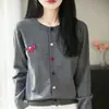 Cárdigan abrigo suéter para mujer, estilo coreano, con botones de poni, primavera 2026, prendas de punto para mujer, cuello redondo, nuevo modelo transfronterizo