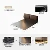 2026 Novo Modelo Couro Genuíno Cama Moderna Minimalista Orelha de Elefante Estrutura de Aço Cama Flutuante Zero Cola Ecológico