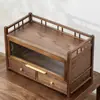 Estante de Almacenamiento para Juego de Té Nogal Americano Doble Capa Estante Bogu Madera Maciza China Tetera Taza de Té de Arena Morada Estante Escurridor