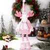Decoraciones Navideñas Haobei Muñeca Retráctil Navideña Rosa con Lentejuelas Ventana Papá Noel Muñeco de Nieve Reno Adornos