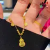 Mismo Estilo de Paz y Alegría del Libro Rojo Pequeño, Nuevo Estilo Chino Antiguo Arena Dorada Hielo Triturado Collar de Calabaza, Cadena de Clavícula de Moda de Lujo Ligero